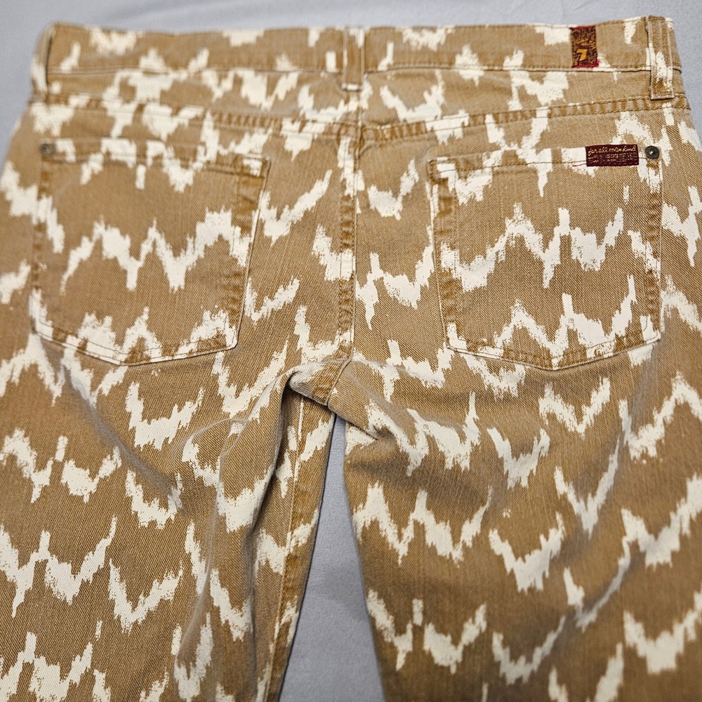 7 For All Mankind Skinny Jeans Womens 29 Tan Ikat Chevron Print AU809381A